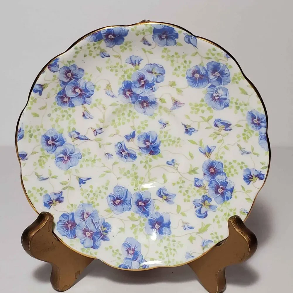 Royal Albert Teacup and Saucer Blue Pansy Vintage